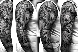 bear  full sleeve tattoo idea