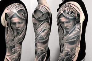 us army combat medic full sleeve tattoo idea