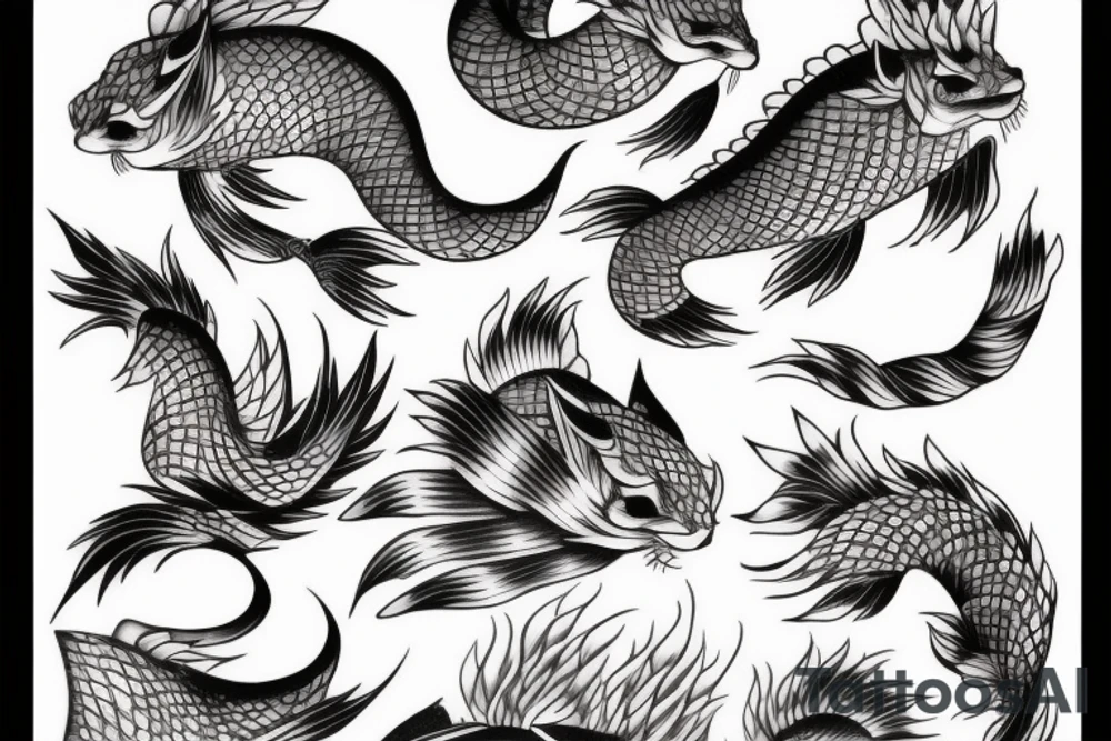 half kitsune half fish tattoo tattoo idea