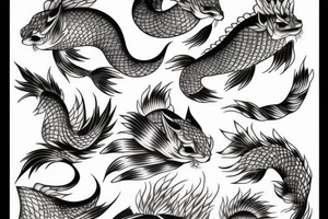 half kitsune half fish tattoo tattoo idea