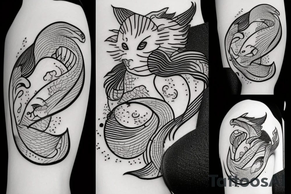 half kitsune half fish tattoo tattoo idea
