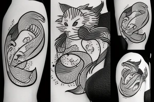 half kitsune half fish tattoo tattoo idea