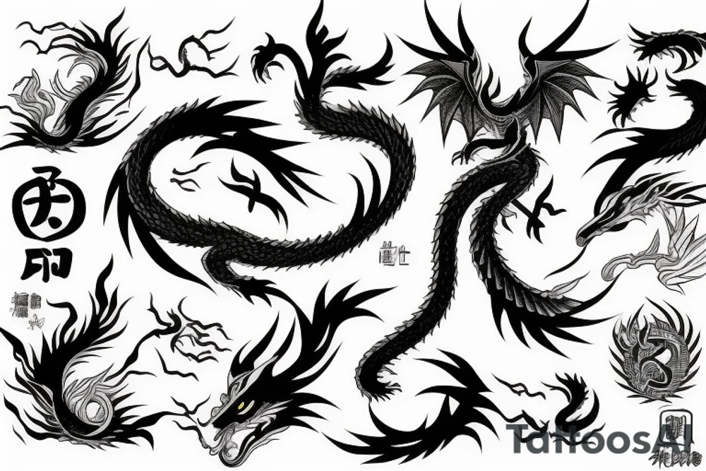 kitsune and dragon tattoo idea