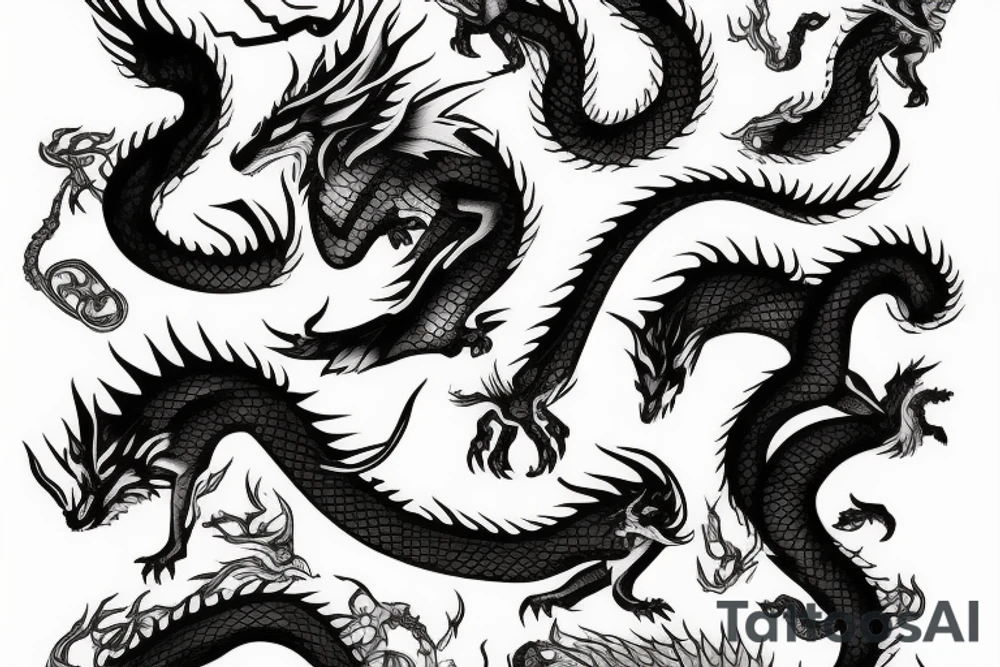 kitsune and dragon tattoo idea