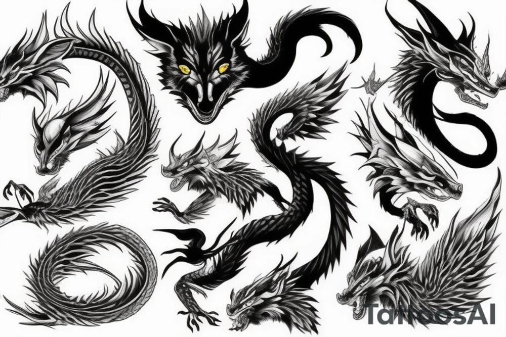 kitsune and dragon tattoo idea