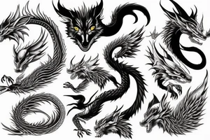 kitsune and dragon tattoo idea