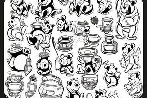 Winnie the pooh with honney pot tattoo idea