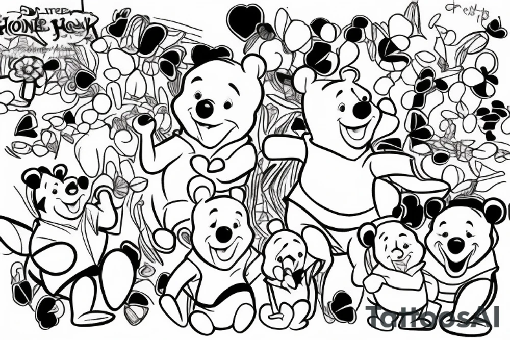 Winnie the pooh with honney pot tattoo idea