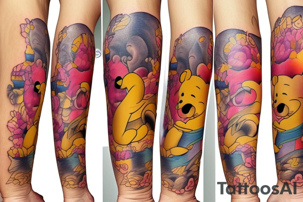 Winnie the pooh with honney pot tattoo idea