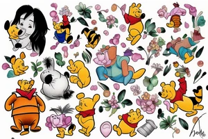 Winnie the pooh with honney pot tattoo idea