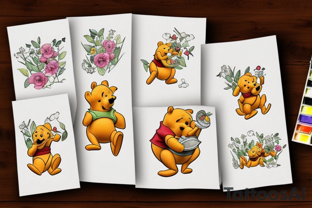 Winnie the pooh with honey pot tattoo idea