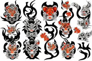 oni mask koi fish tiger tattoo idea