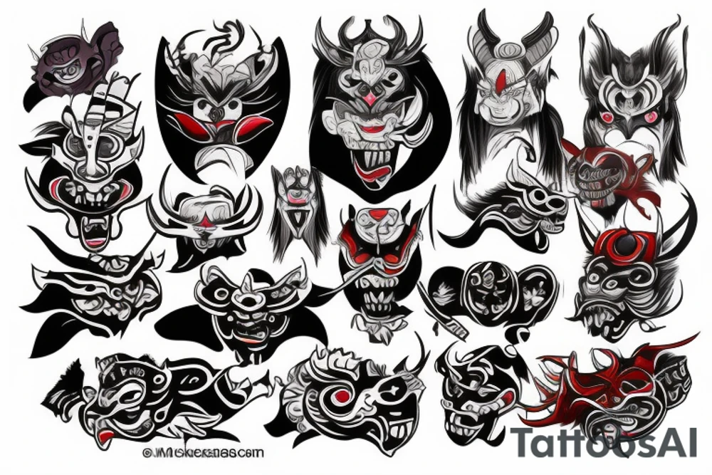 oni mask tattoo idea