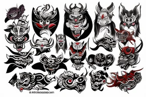 oni mask tattoo idea