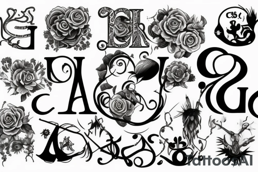 Initials C, J, S tattoo idea