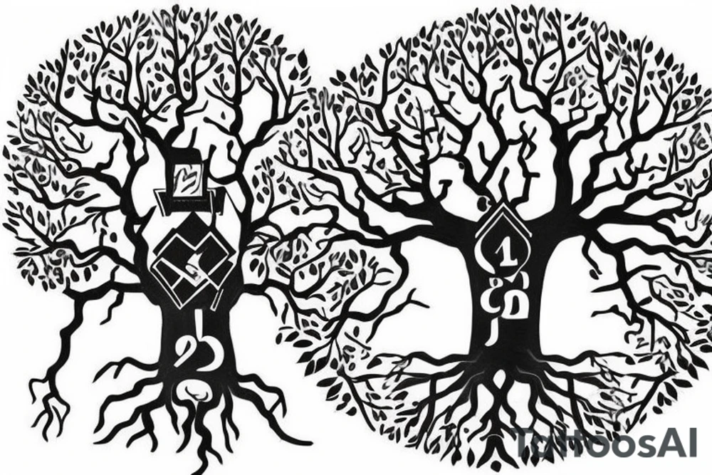 family tree with the names David and Shannon in the trunk. one branch with the name Jordan and two small branches off of that with the names Noah and Grace. 2nd branch with the name Maddison and a third branch with the name Cameron tattoo idea