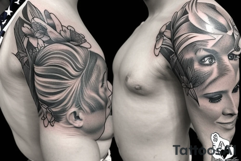 Design a half sleeve tattoo celebrating the birth of my son on July 4, 2017, remembering the life of a friend who passed away on September 15, 2019, and the importance of family and friends. tattoo idea