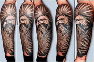 Incorporate a half sleeve using the dates 7/4/17 and 9/15/19 which includes a eagles logo and a clock tattoo idea