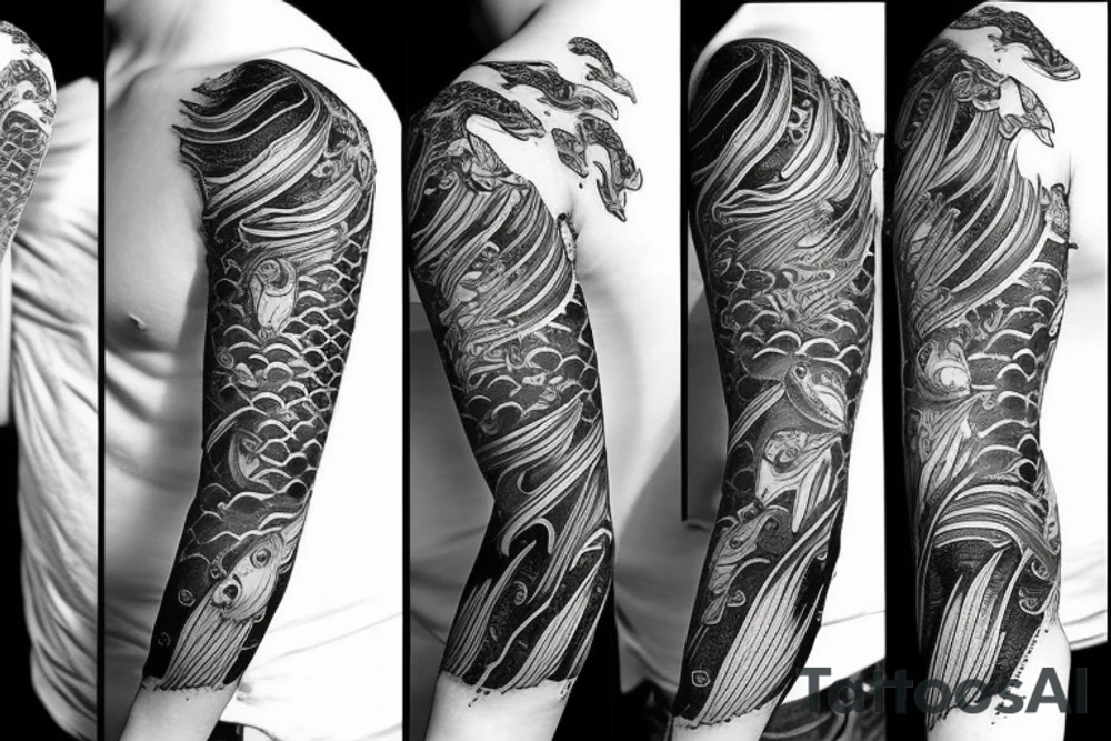Koi Fish Full Sleeve tattoo idea
