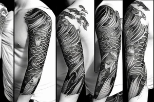 Koi Fish Full Sleeve tattoo idea