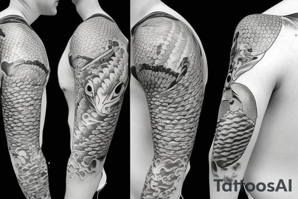 Koi Fish Full Sleeve tattoo idea