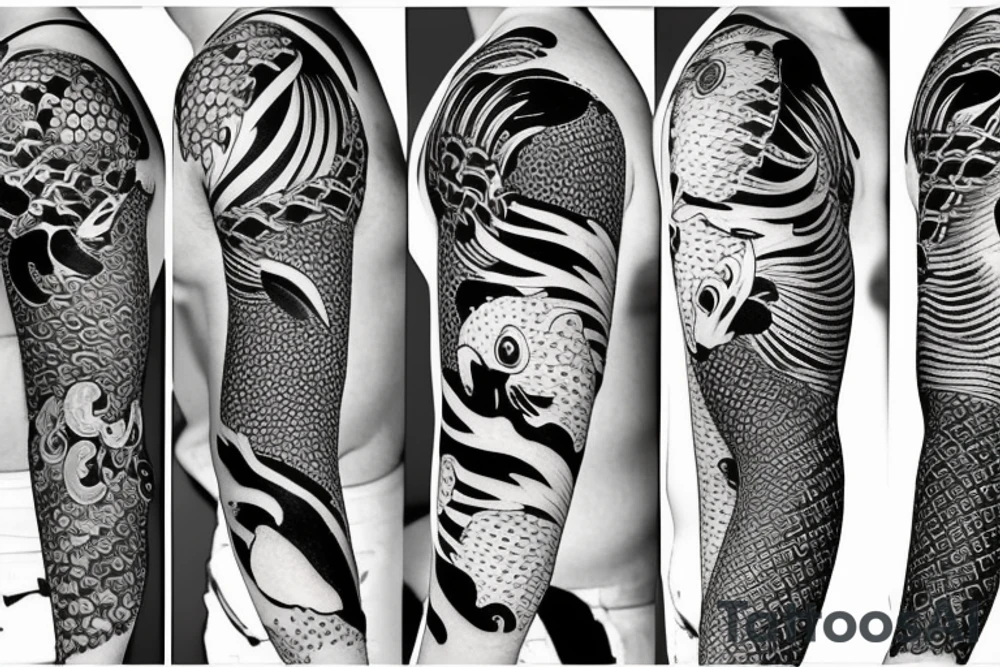 Koi Fish Full Sleeve tattoo idea