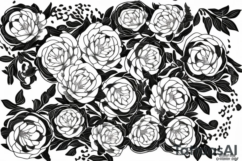 Peony’s flowers with snake tattoo idea