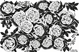 Peony’s flowers with snake tattoo idea