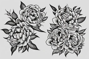 Peony’s flowers with snake tattoo idea