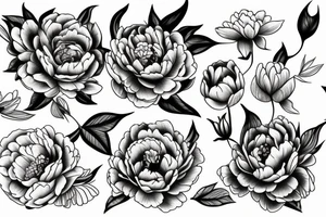 Peony flowers with snake tattoo idea