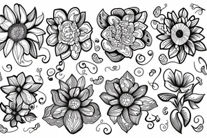 Outline flowers tattoo idea