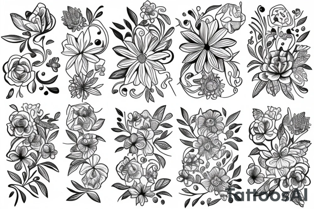 Outline flowers tattoo idea