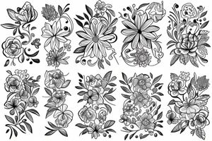 Outline flowers tattoo idea