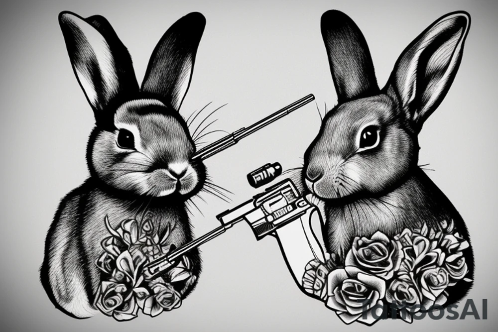 A Rabbit holding a rifle tattoo idea