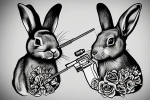 A Rabbit holding a rifle tattoo idea