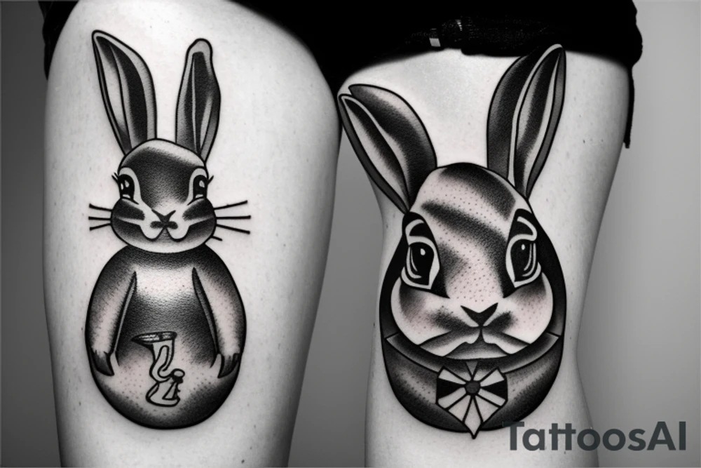 A Rabbit holding a rifle tattoo idea