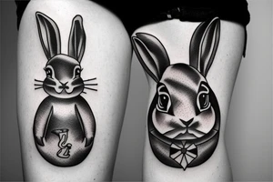 A Rabbit holding a rifle tattoo idea