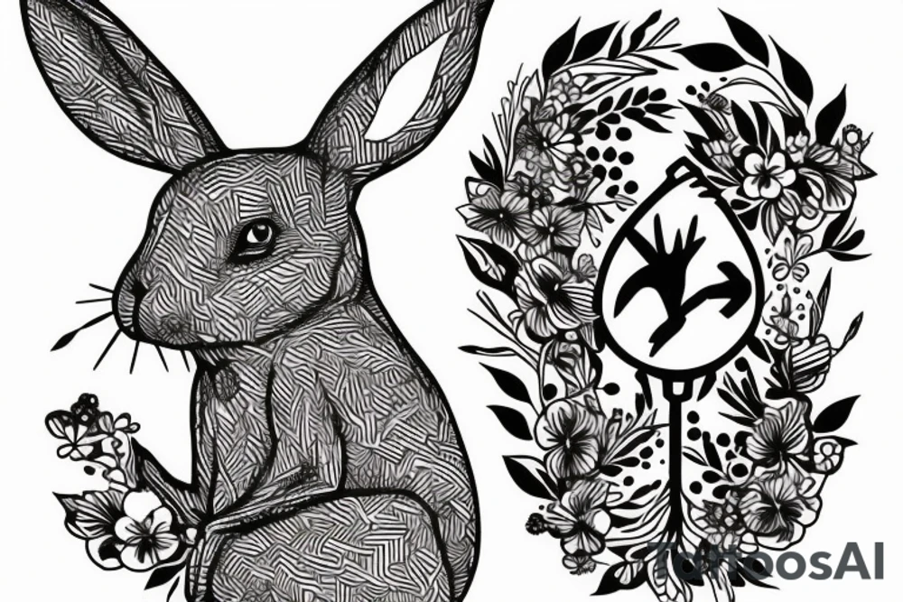 A Rabbit holding a rifle tattoo idea