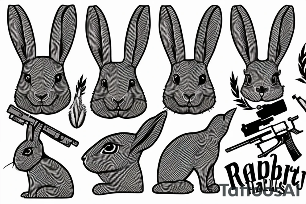 A Rabbit holding a rifle tattoo idea