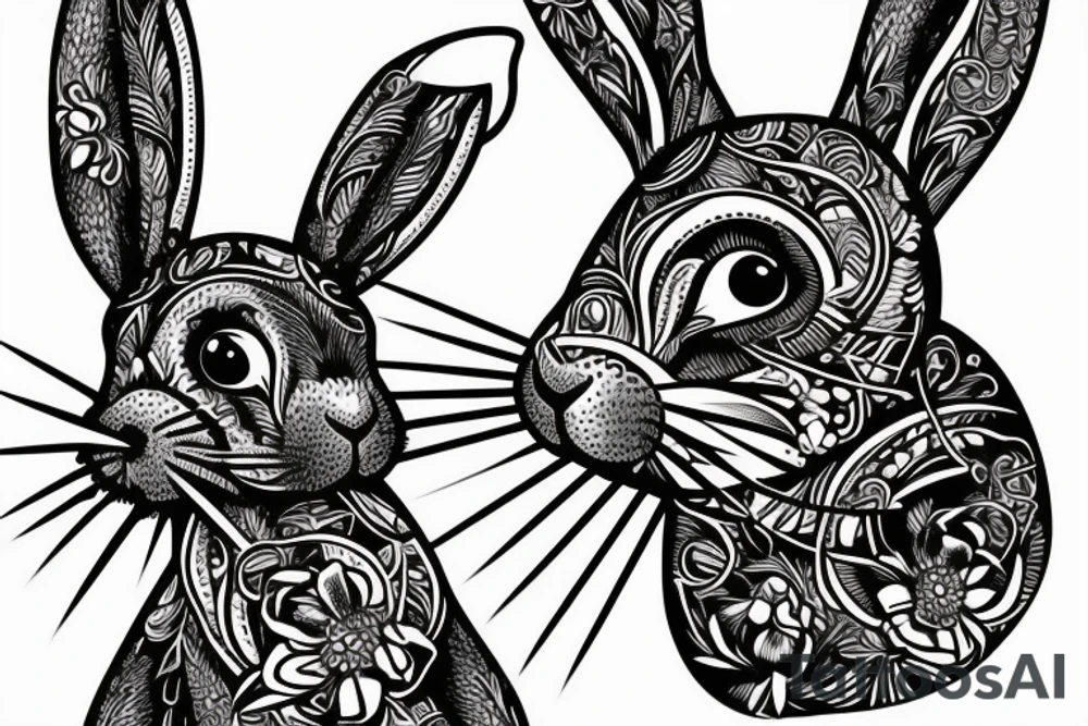 A Rabbit holding a rifle tattoo idea
