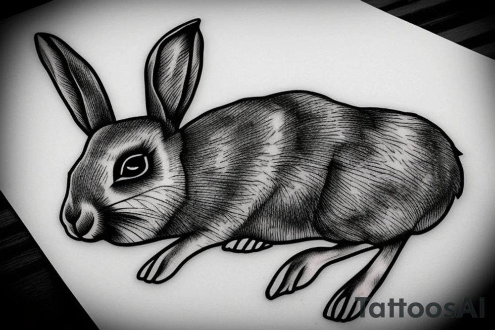 A Rabbit holding a rifle tattoo idea