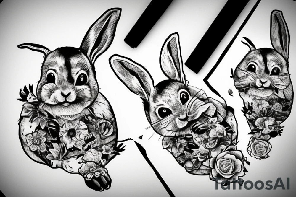 A bunny holding a gun tattoo idea