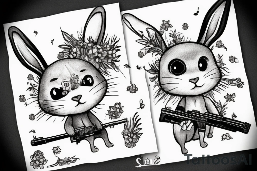 A bunny holding a gun tattoo idea