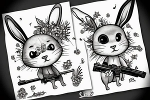 A bunny holding a gun tattoo idea