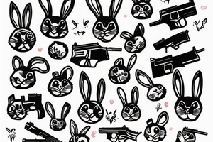 A bunny holding a gun looking cute tattoo idea