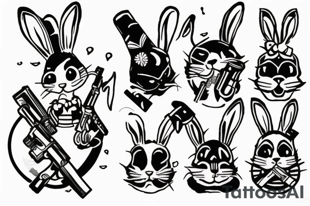A bunny holding a gun tattoo idea