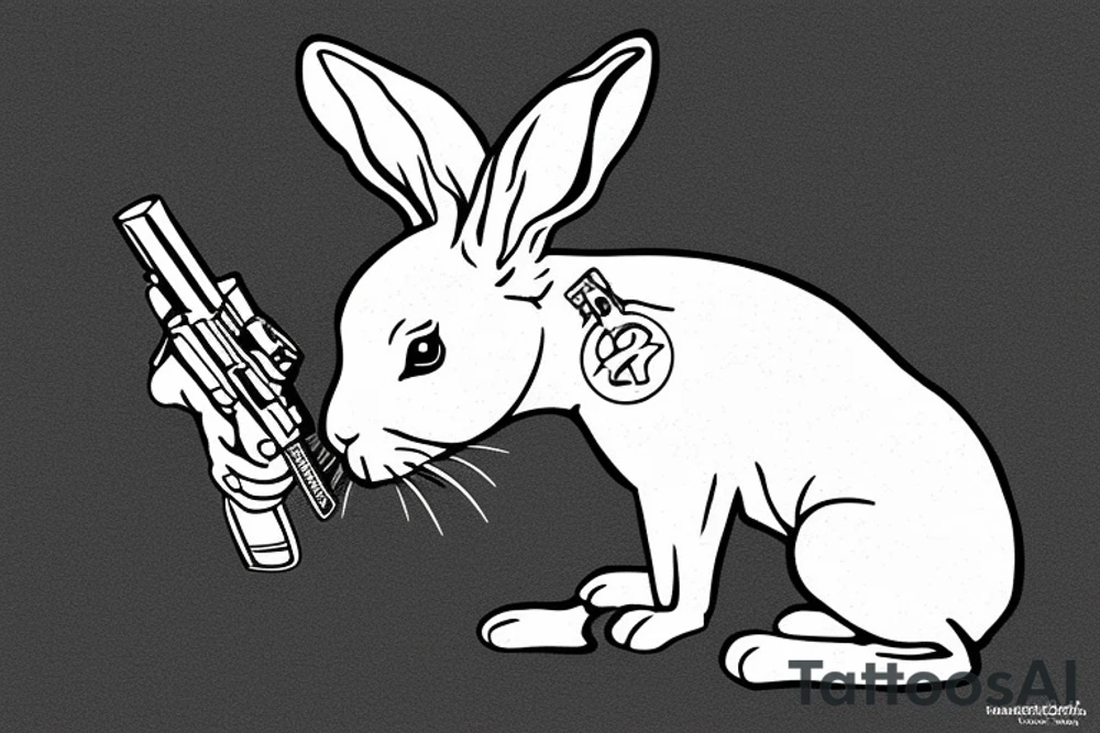 A bunny holding a gun tattoo idea