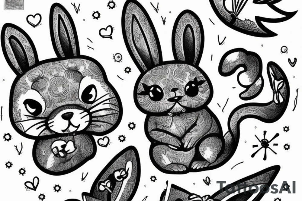 An armed bunny tattoo idea