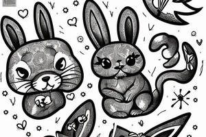 An armed bunny tattoo idea