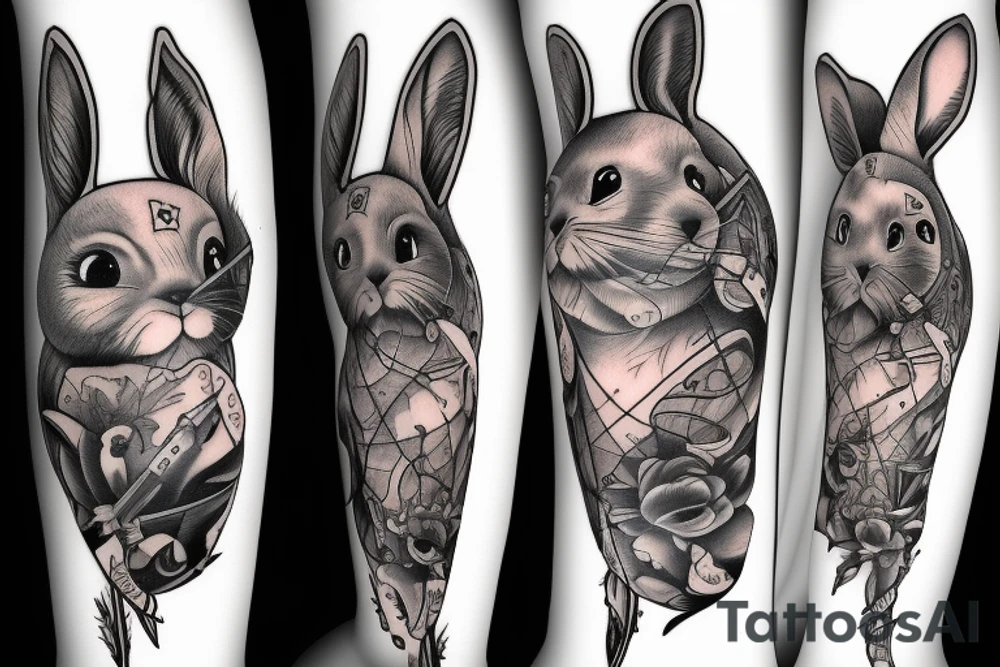 A female bunny with a rifle tattoo idea